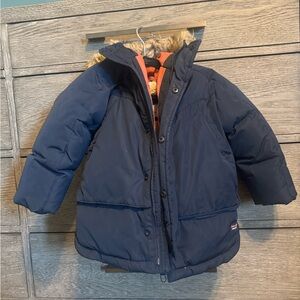 Zara Dark Blue Kids Puffer Coat with Fur Trim